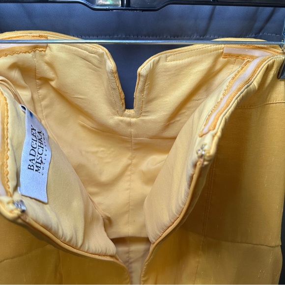 Badgley Mischka Strapless Yellow Cocktail Party Wedding Guest Dress Size - Picture 7 of 10